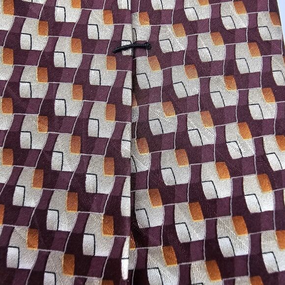 Necktie Mens Vintage Arrow Burgundy Tan Squared Neck Tie 58 X 4, 100% Silk - Picture 6 of 6